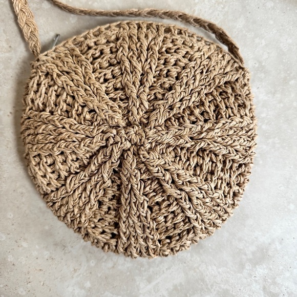 Raffia Straw Circle Small Crossbody Bag Bohemian Festival - Picture 4 of 9